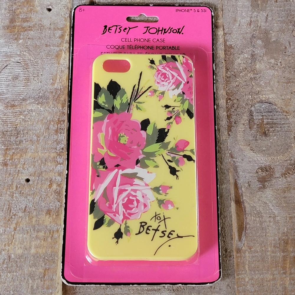 Betsey Johnson Yellow Pink Floral Rectangular IPhone‎ Cell Phone Case Brand: Be